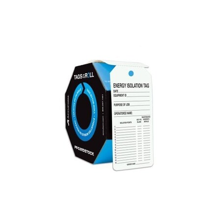 Accuform Tags By-The-Roll, Energy Isolation Tag, PF-Cardstock, 250/Rl TAR245